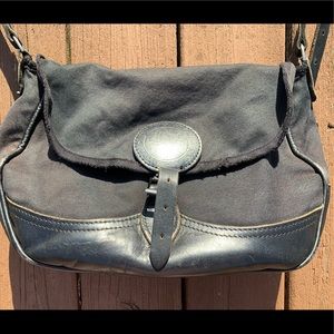Duluth Pack Black Canvas and Black Leather Crossbody Purse/Shoulder/Shell Bag